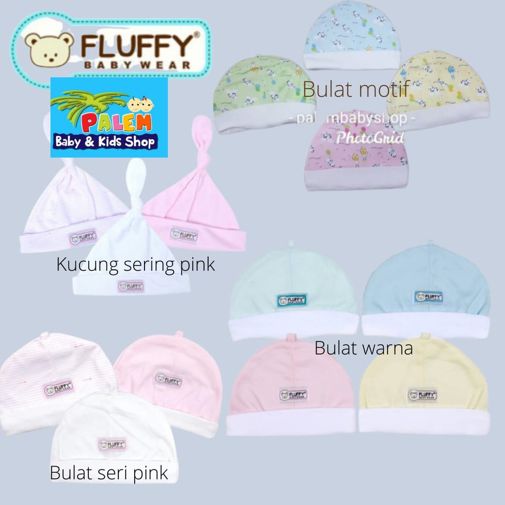 Fluffy topi baby bulat motif dan warna baby newborn 1pcs