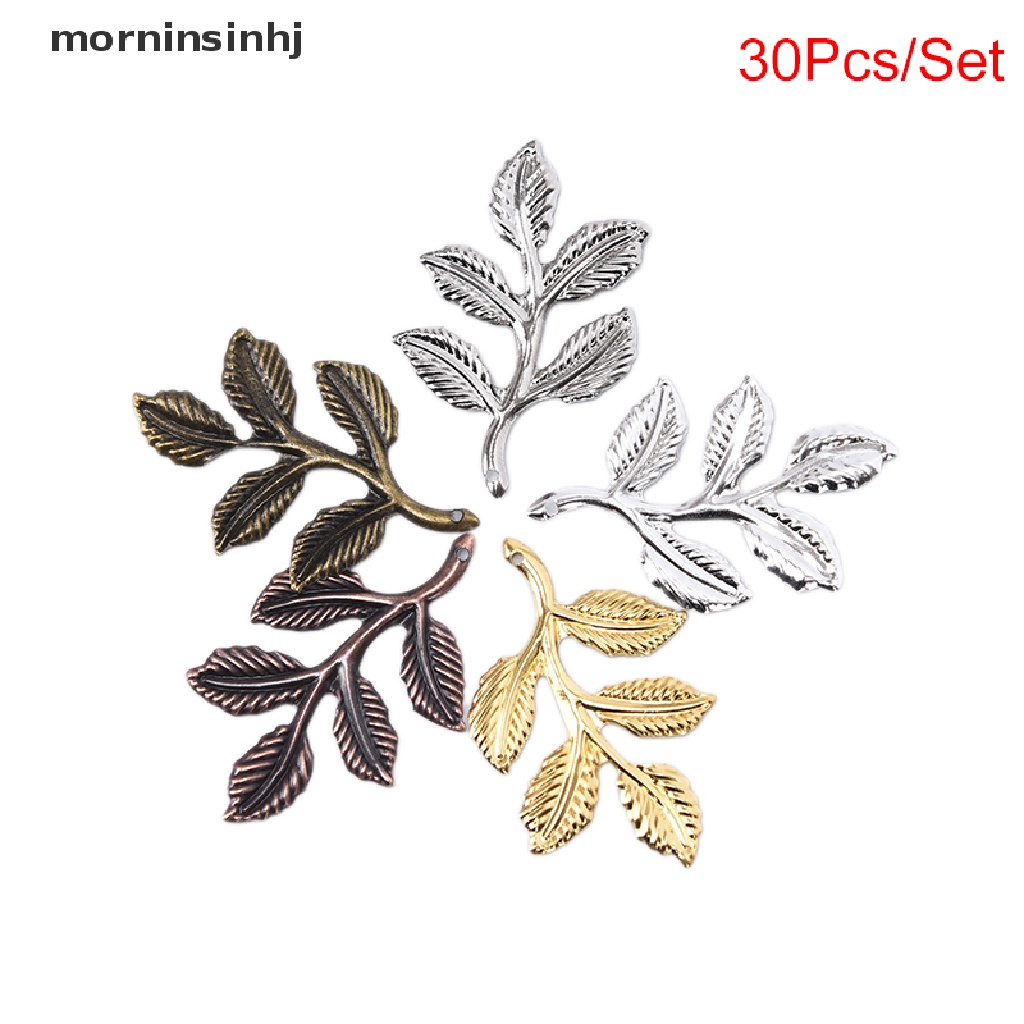 30pcs / set Konektor Bentuk Daun Bahan Metal Untuk Membuat Perhiasan