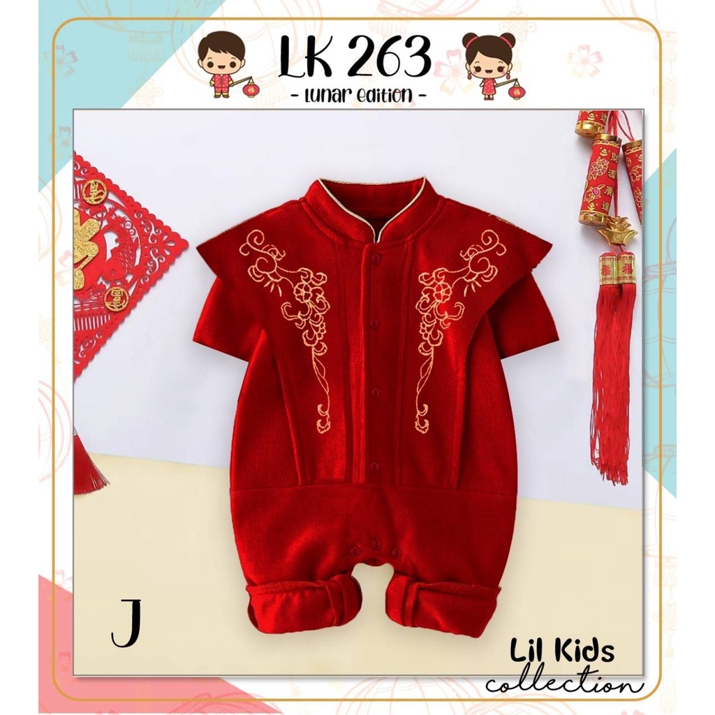 BEN BJ291 baju imlek anak bayi 0-18 bulan laki perempuan jumper balita IMPORT boy giril merah cheongsam-J