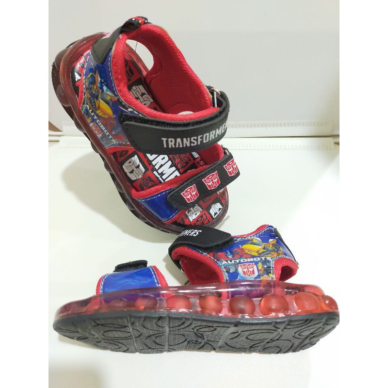 sepatu sandal anak laki laki transformers led lampu import