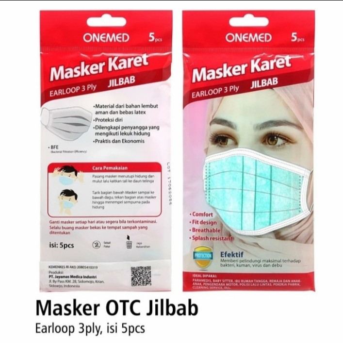 Masker Jilbab Onmed isi 5 Pcs 3ply