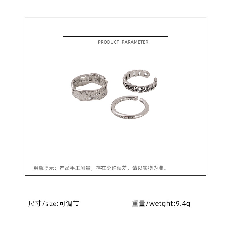 Korea ins gaya dingin set sederhana retro elegan cincin rantai kepribadian sederhana gelang cincin w