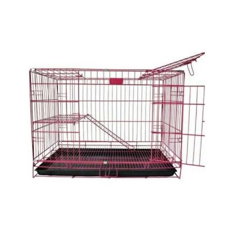 kandang kucing size L 60x40x50( besi tebal , bukaan ke samping , Ada pintu atas , Ada tangga )-5