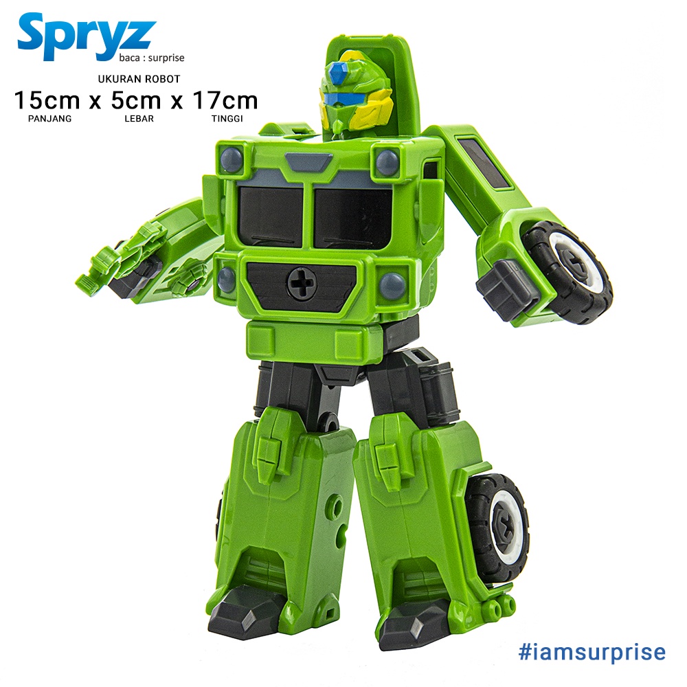 Spryz Revamp Robo Truck Green - Mainan Truk Robot Transformer DIY