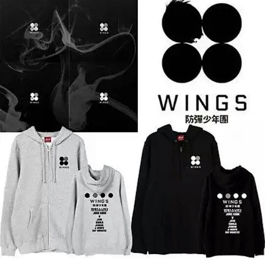 Jaket Hoodie Zipper BTS WINGS
