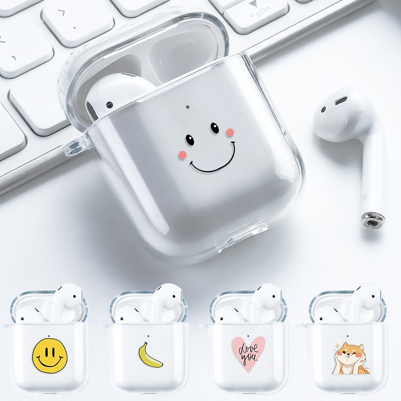 Case TPU Transparan Motif Kartun Lucu Cover AirPods 1 2