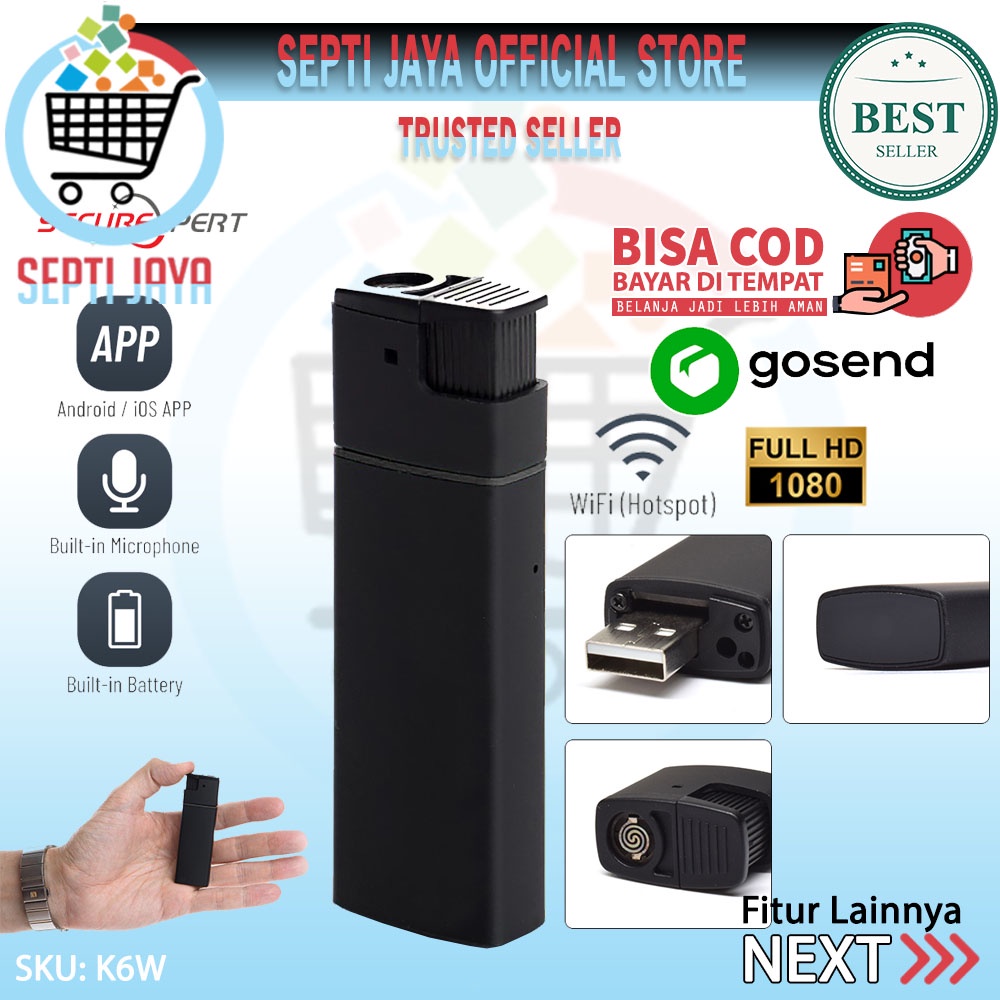 Spy Cam Kamera Korek Api Elektrik K6 WIFI Full Hd 1080p 4k Hidden Camera Pengintai Mini Tersembunyi Model Korek Api Unik Lighter V18 K6 Wifi Camera Kecil Pengintai Original Murah Berkualitas Spycam Lighter WIFI Kamera Pengintai Korek Api Cas Bara Ori-5