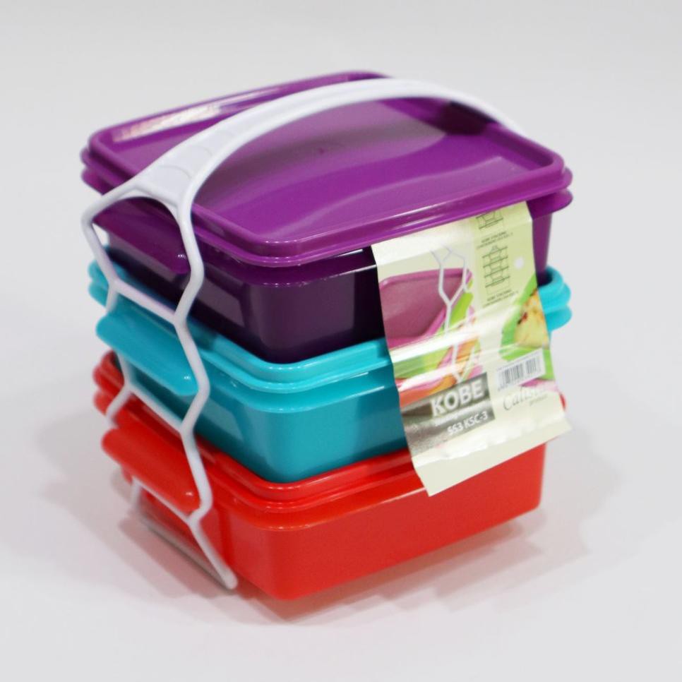 Terkini Calista KOBE LZD Rantang 3 Susun / Lunch Box / Tempat Makan / Rantang Piknik .