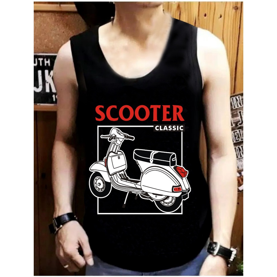 BISA COD// pakaian pria terbaru size L,XL kaos pria keren singlet pria terlaris kaos distro singlet scooter - panteloni