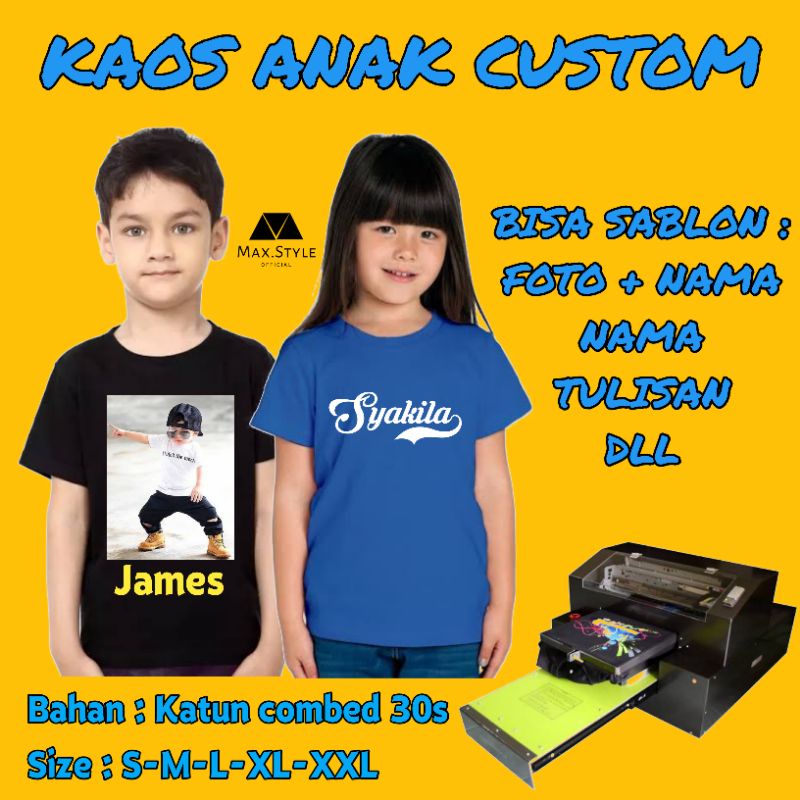 Custom Kaos Anak Sablon Foto Atau Tulisan Nama Termurah Berkualitas