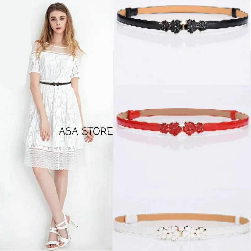 Ikat Pinggang Wanita Polos Bunga MELATI Belt Wanita Korea Import