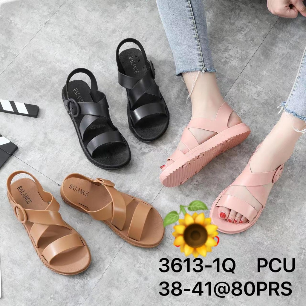 Sandal Karet Jelly Wedges Wanita import Model Terbaru Original Kekinian by AGUNG STYLE Balance 3613-1Q