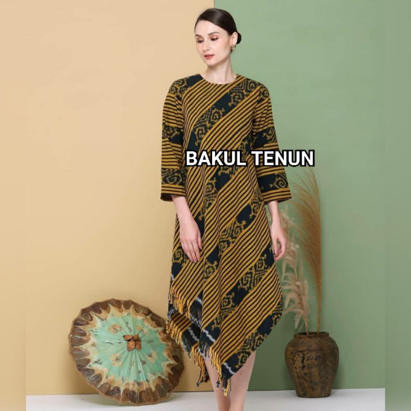 TUNIK TENUN ETNIK JEPARA - DRESS TENUN MOTIF ETNIK NTT LURIK MIX MOTIF