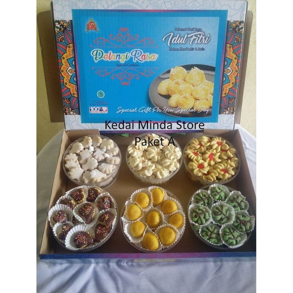 

Kue kering lebaran isi 6 toples pelangi rasa parcel lebaran murah