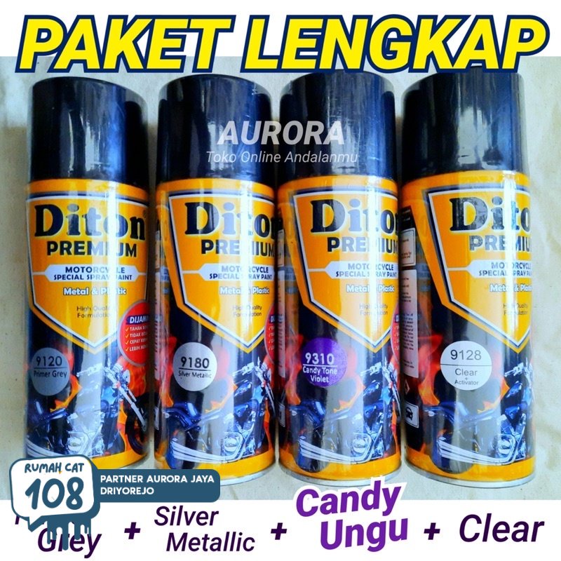 

Rumah Cat - PAKET LENGKAP Diton Premium Candy Tone Violet 9310 Ungu Candytone Primer Grey 9120 9180 Clear 9128 Rumah Cat Motor dan Mobil