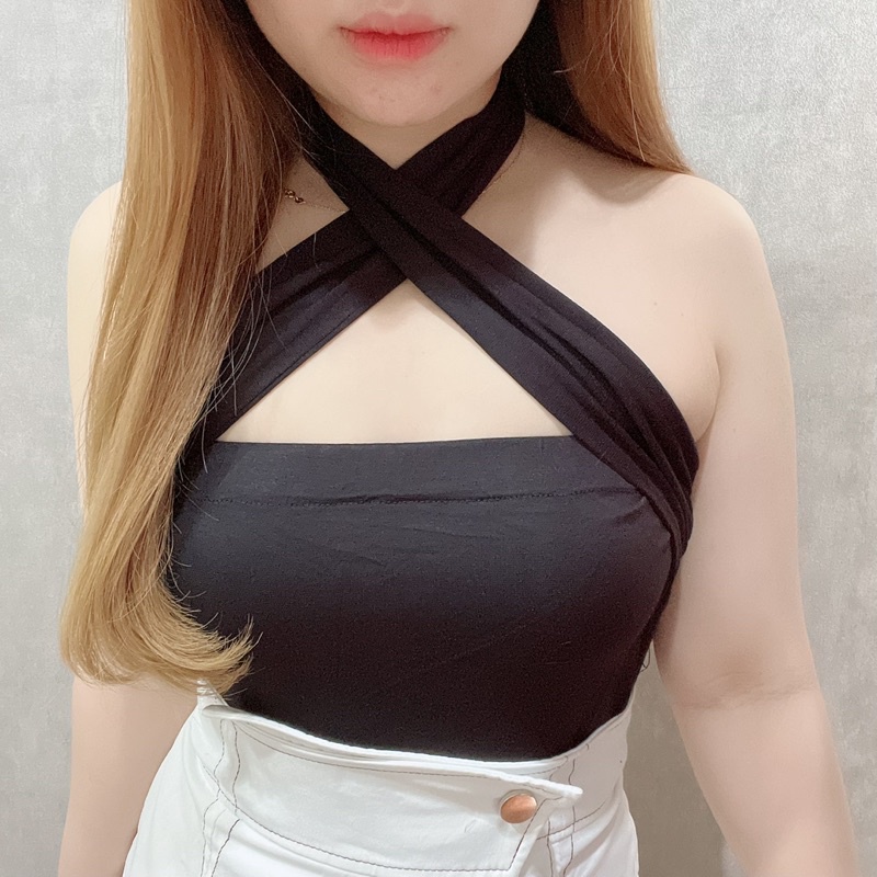 Halter X Tank Top | Atasan Sexy Korean Fashion | Maimon Grosir