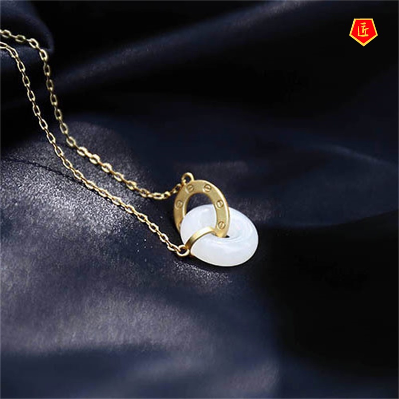 [Ready Stock]Hetian Jade Peace Buckle White Jade Pendant Fashion Elegant Graceful