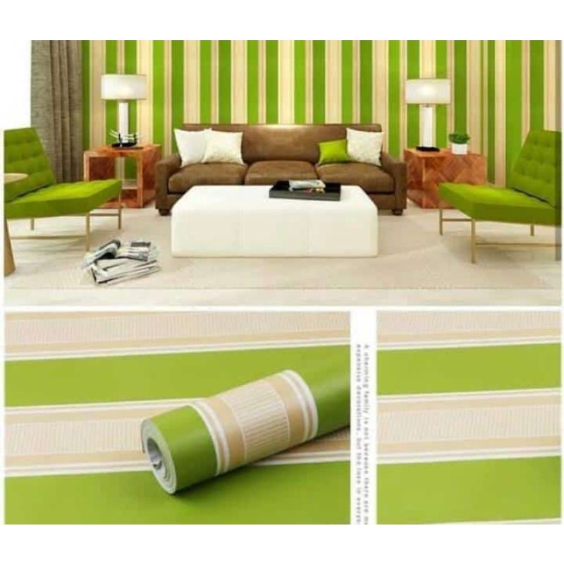 wallpaper dinding roll 10m x 45cm pvc sudah ada lemnya