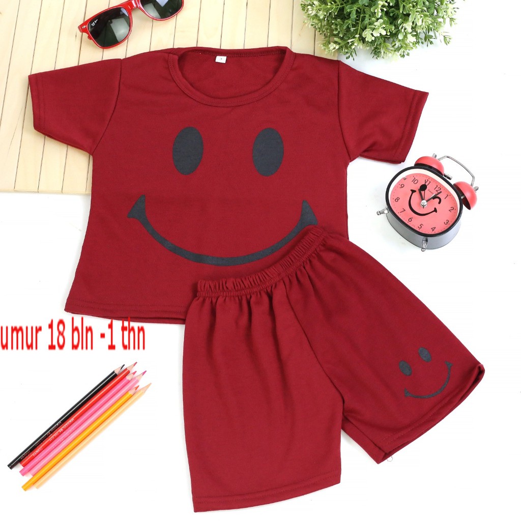 setelan smile kids 1 tahun 2 tahun 3 tahun / setelan oblong baju anak setelan baju anak perempuan