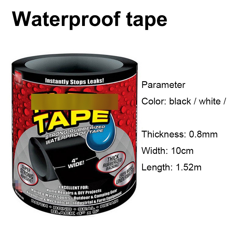 Lakban Lem Flex Tape Penambal Ajaib Super Kuat Anti Air Pipa Kaca Bocor Waterproof Rubberized Hitam Serbaguna 10 X 152 Cm