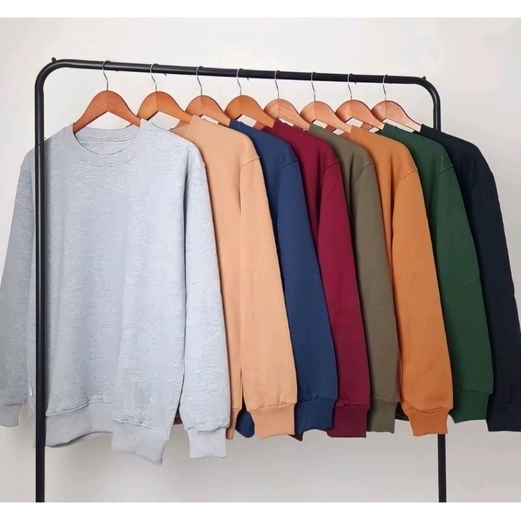 Crewneck Pria Wanita Basic Sweater  Tanpa kupluk Crewneck Fleece Tebal dan Halus harga MURAH M L XL Sweater Crewneck Pria Dewasa Motif Kekinian Switer Cream Sweter Aesthetic (Bisa Bayar Di Tempat)