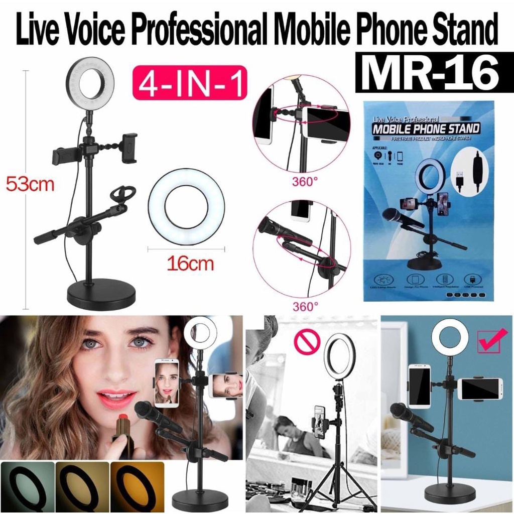 TRIPOD HANDPHONE STANDING 4in1 UNTUK LIVE VOICE TIPE MR-016