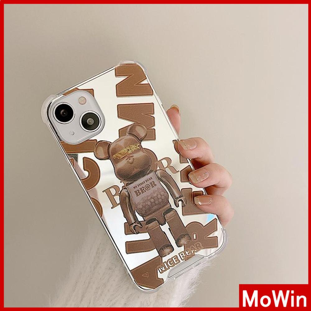 iPhone Case Luxury Acrylic Mirror Airbag Shockproof Protection Camera Brown Bear Compatible For iPhone 11 Pro Max 13 Pro Max 12 Pro Max 7Plus XS Max