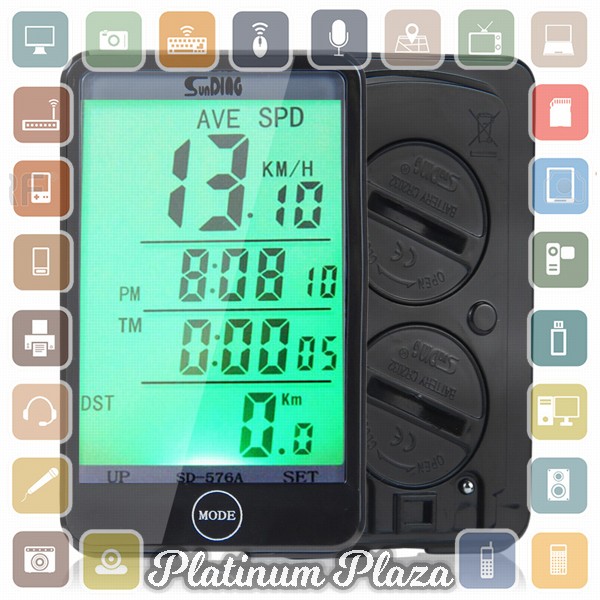 SunDing Speedometer Sepeda Touch LCD - SD-576A - Black`EXU4MQ-