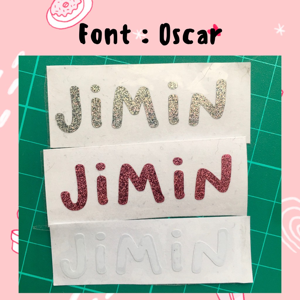 (BISA CUSTOM NAMA) (HARGA PER 1 huruf) Sticker Hologram Stiker Vinyl Nama Aesthetic Sticker Label Kpop Murah