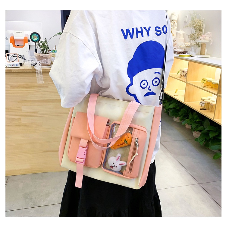 5 Pcs Set Harajuku Wanita Tas Ransel Laptop Kanvas Tas Sekolah Untuk Remaja Gadis Kawaii College Siswa Anak-anak Tas Ransel 2022