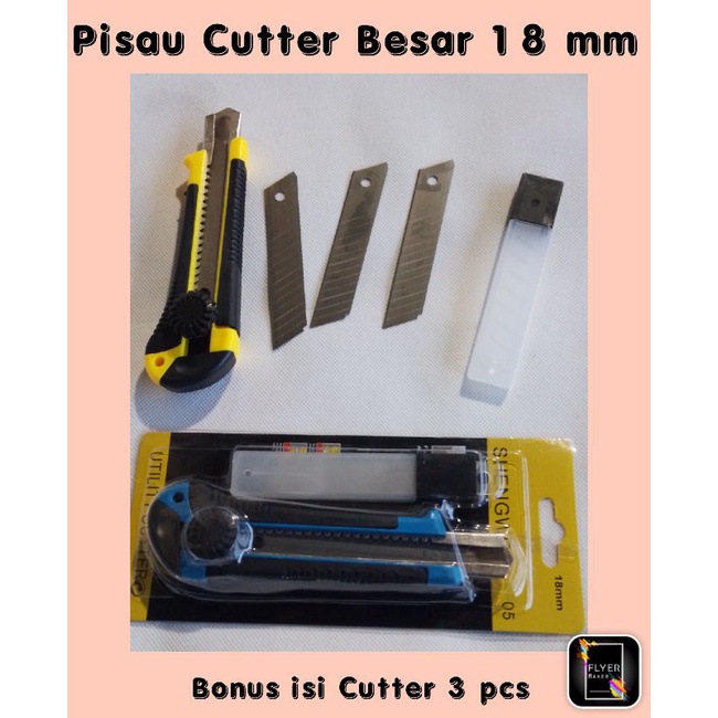 

Pisau karter Besar 18 mm / Pisau cutter ( BONUS ISI PISAU 3 PCS )