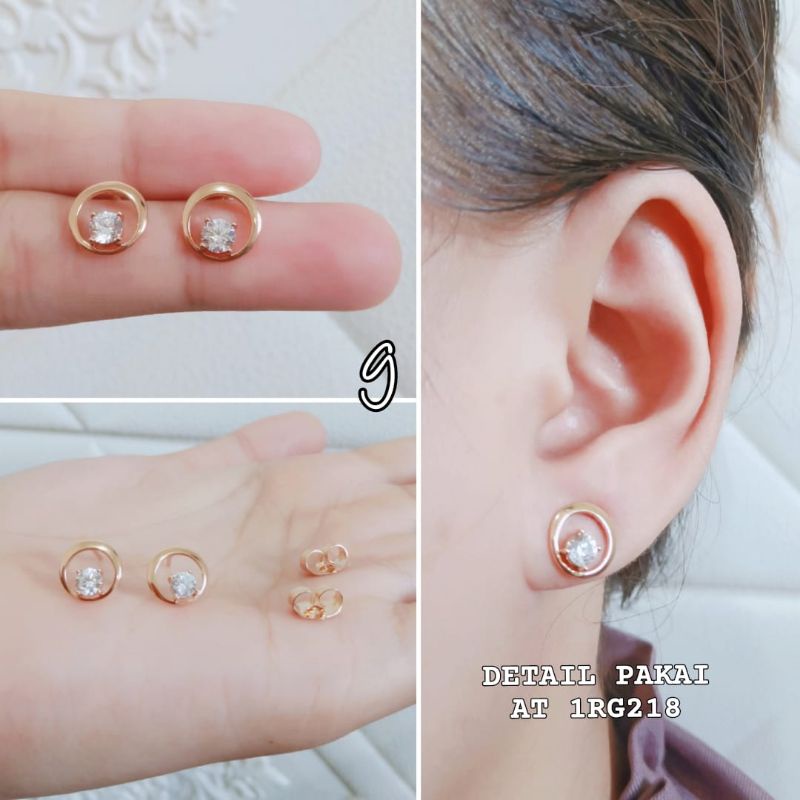 Anting Tusuk Titanium Anti Karat Permata  Model Mirip Perhiasan Asli