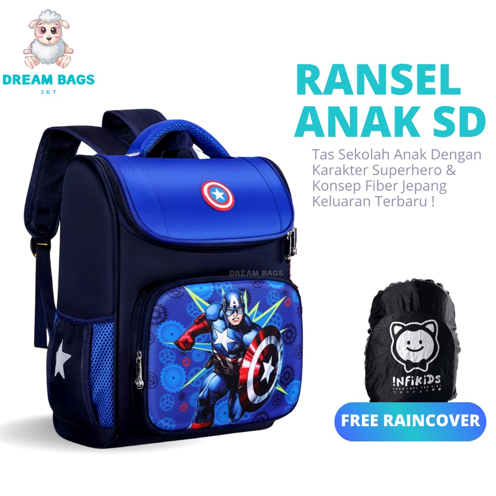 Tas Sekolah Karakter Superhero DB 196 Size SD Tas Anak Import - Tas Sekolah Anak Laki Laki - Tas Sekolah anak Laki Sd - tas anak laki sd