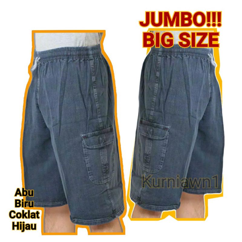 Celana Pendek Pria Kolor Cargo Semi Jeans BIG SIZE JUMBO polos Casual Gaya Polo Ufc Nyaman Buat Santai