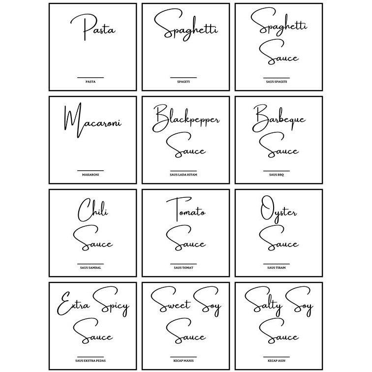 

Sticker Waterproof Bumbu Dapur & Bahan Makanan - Part 2 - Sticker A