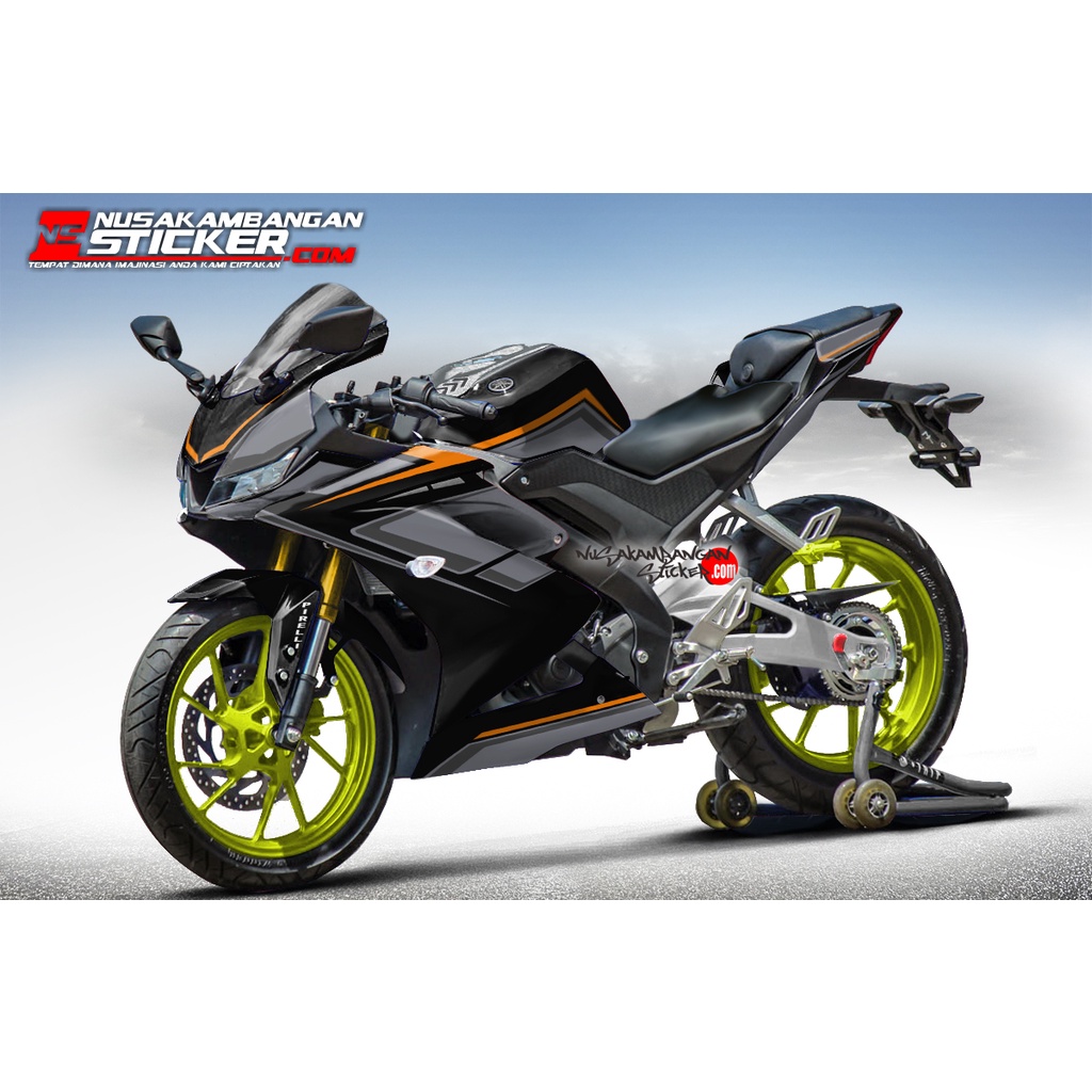 Stiker R15 V3 - HITAM GRAFIS ORANGE