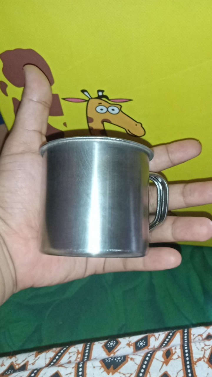 Mug Cangkir Stainless Steel 555 Kecil Murah Untuk Kopi Teh Dan Susu