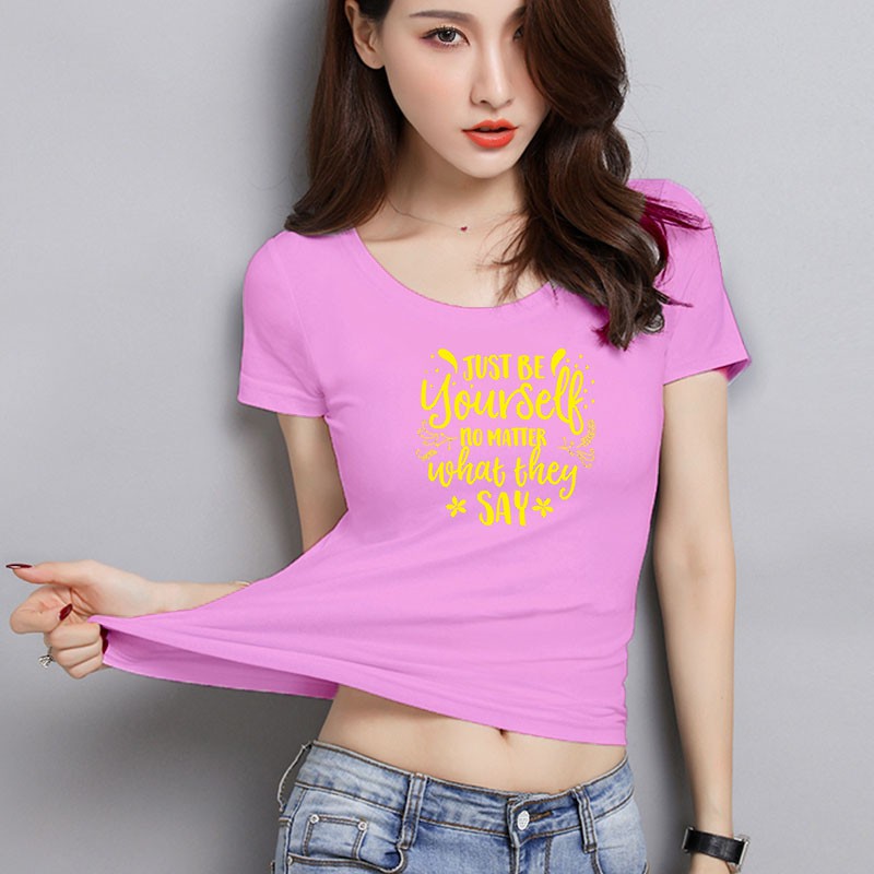 YOURSTYLE1119 - KAOS WANITA ONECK / just be your self yellow / KAOS TERLARIS / KAOS ONECK