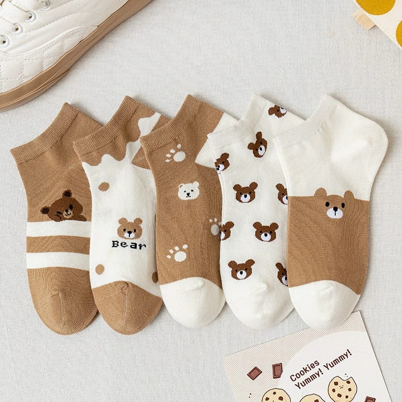 ☀ Sunly ☀ A188 Kaos Kaki Wanita Motif Baby Bear Brown Kaoskaki Beruang Fashion Korea Women Sock Import