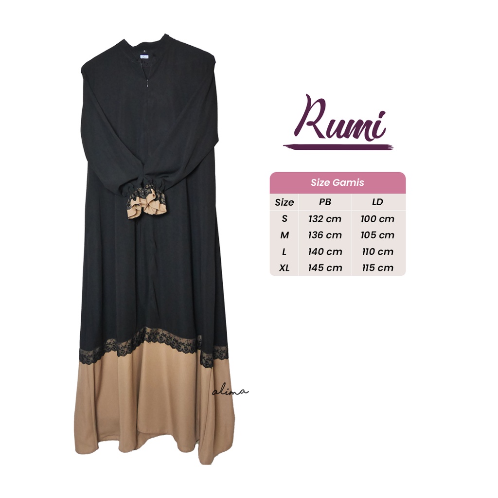 Abaya Rumi Abaya Only Bahan Wolfis By Alima Indonesia