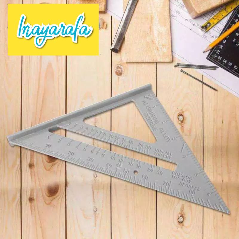 

Penggaris Segitiga Mistar Aluminium Sudut Siku Triangle Ruller