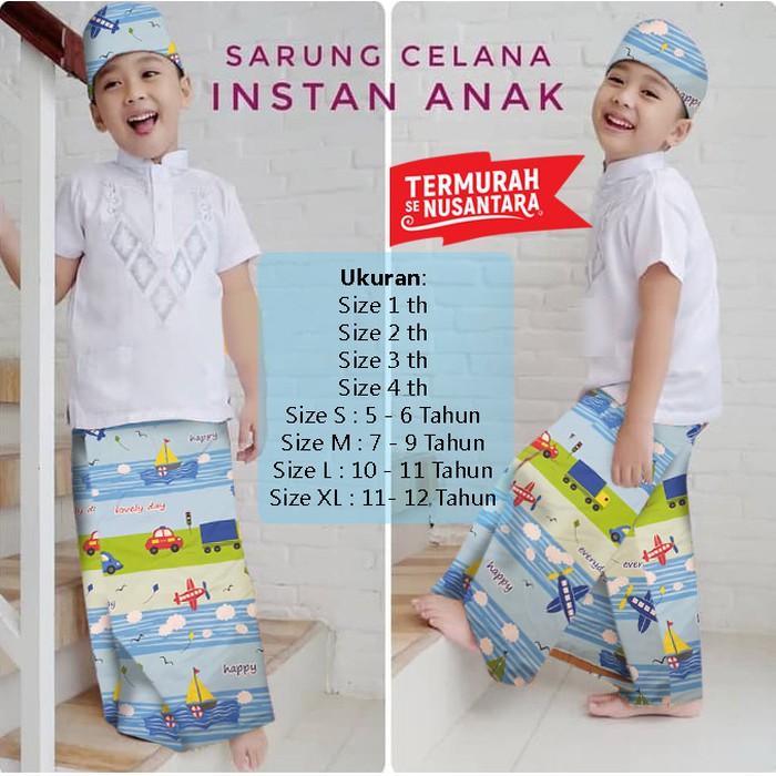 Sarung Anak Cowok Batik Ashima Kids Sd Kecil Cap Pekalongan Z94 WX635  CelanaInstan Karakter Uje Fr