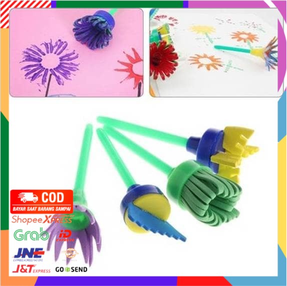 

✨ BISA COD ✨ Kuas Stempel Spons untuk Anak Menggambar (4pcs)