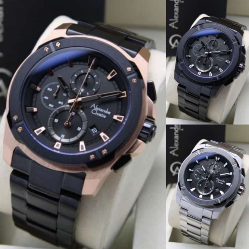 ALEXANDRE CHRISTIE AC6595MC AC6595 AC 6595 ORIGINAL PRIA STAINLESS STEEL HITAM ROSEGOLD TERBARU