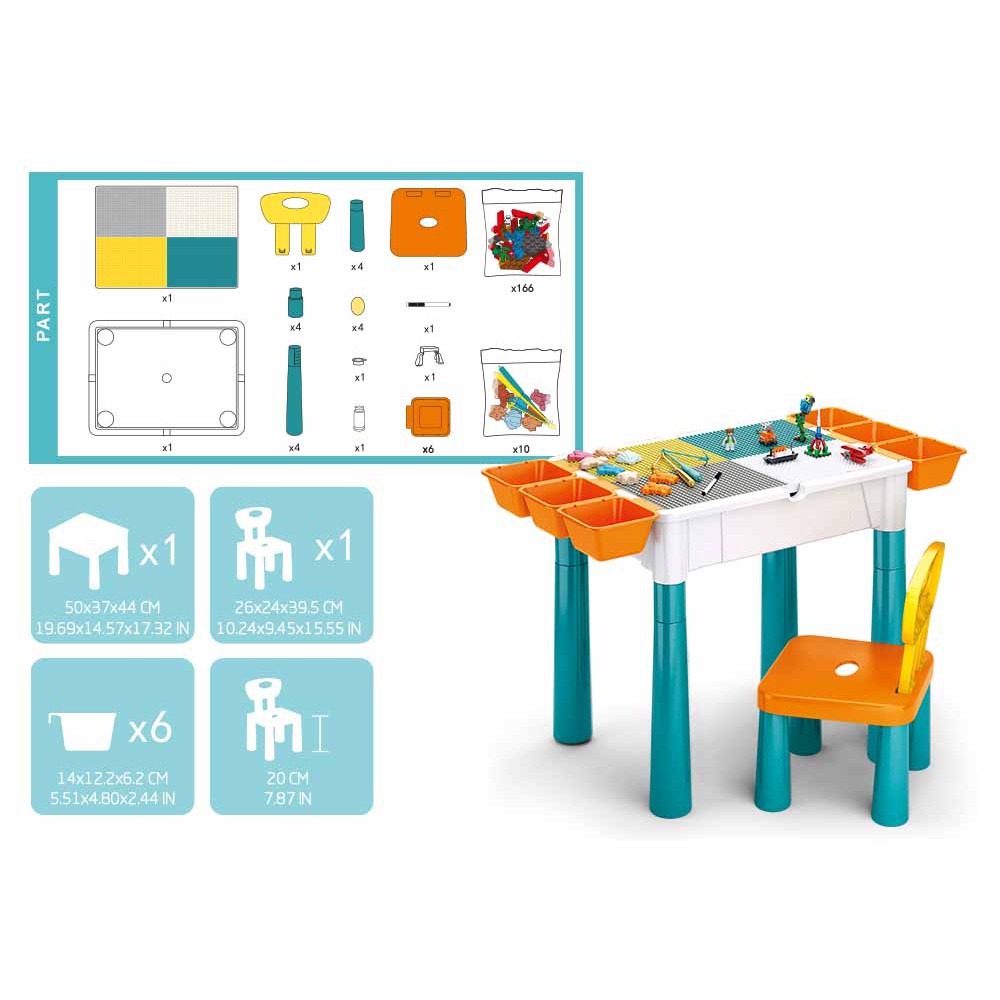 Meja Balok Multifungsi Sluban Bricks / Table for Playing Building Block