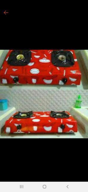 Sticker Kompor 2 Tungku Motif Warna Merah