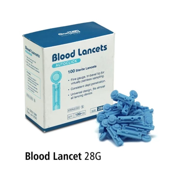 Jarum Lancet / Blood Lancet Autoclick Onemed28G Isi 100 Pcs