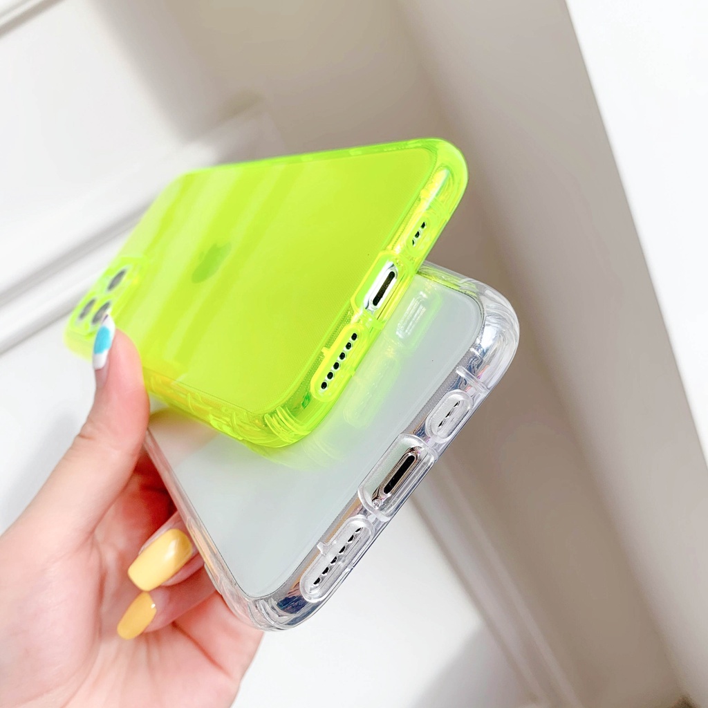 (Seri 3) For iPhone - Neon Shock Proof Case - Full Cover Soft Case + Camera Protection Lens Cover