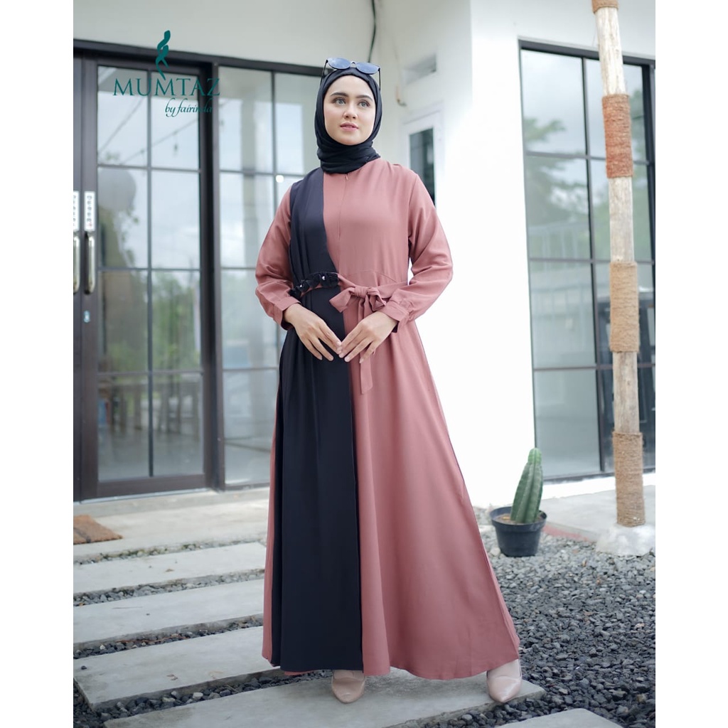 Gamis Havana dress itycrepe mix warna polos rempel aksen mutiara mewah terbaru remaja wanita muslim muslimah maxi dress wanita cocok utnuk kerja