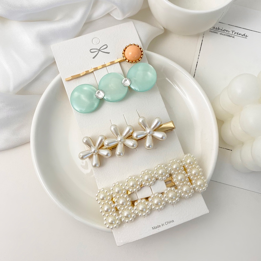 Hair Clip Set Aksesoris Rambut mutiara Crystal Fashion Korea